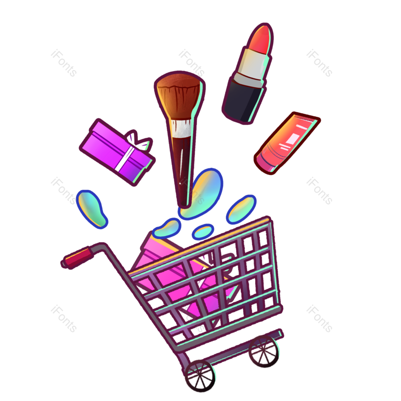 插画图片,插画人物元素,化妆品PNG,彩色免抠素材